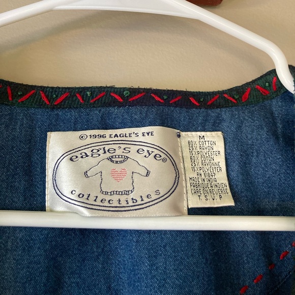 Vintage Eagle's Eye Blue & Green Patchwork Sweater Vest M - Picture 6 of 6